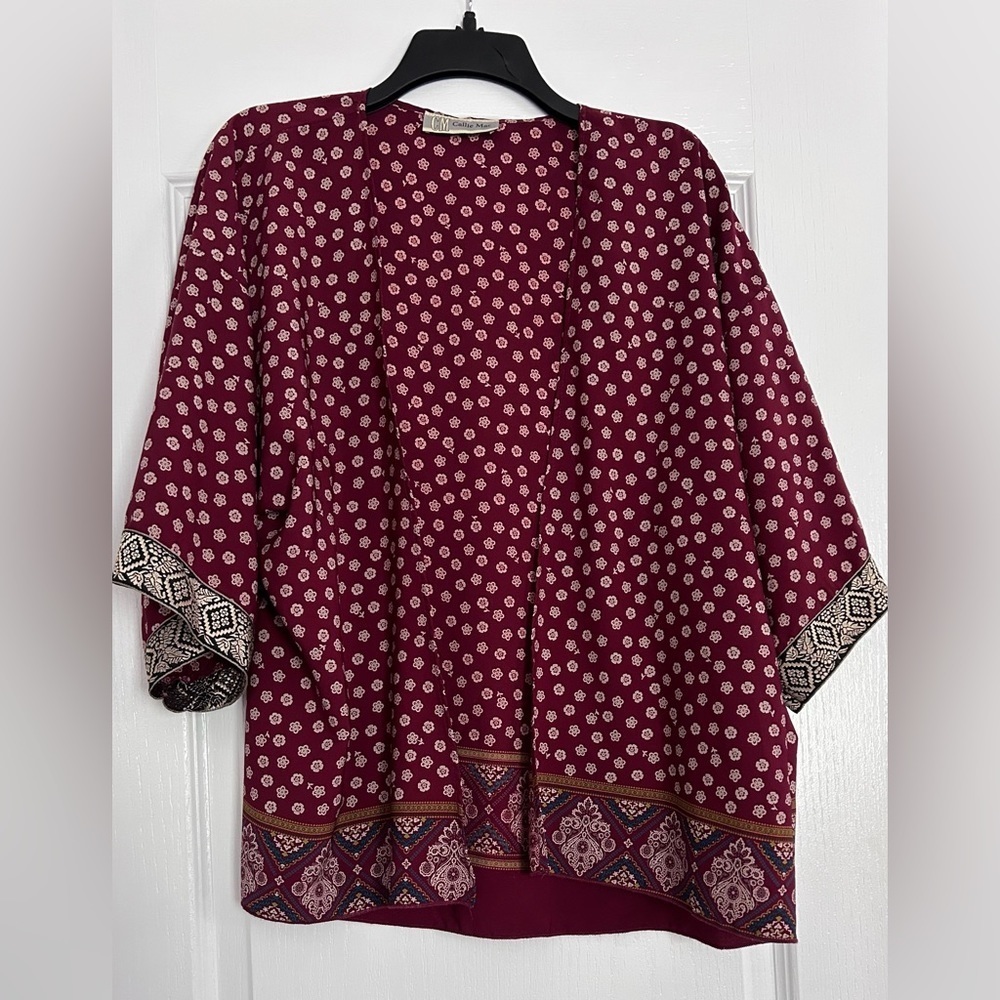 Callie Mac Kimono Burgandy Size Large